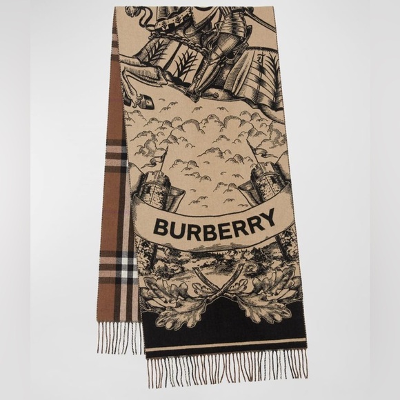 BURBERRY LONDON Large Check EKD Cashmere Reversible Fringed Edge Scarf Wrap - Picture 4 of 5